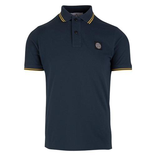 石头岛stone island男款蓝色polo|logo patch polo shirt - s