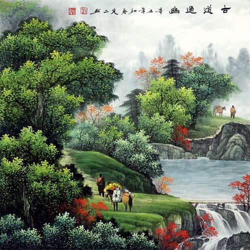 纯手绘四尺斗方客厅刘振辉写意茶马古道山水画名人字画国画书画