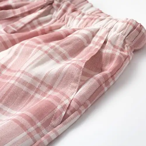 狂赞纱布五分家居宽松格子日系女款男女纯棉睡裤