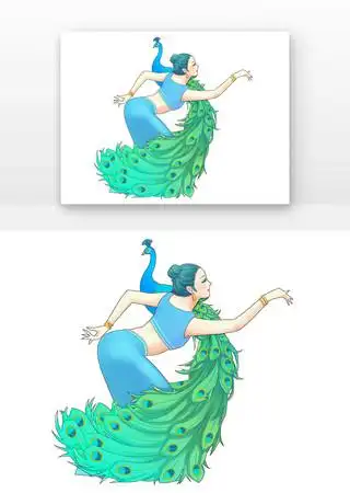 美女跳孔雀舞 psd