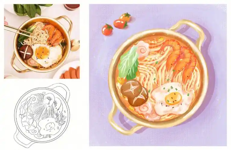 美食画法一起学插画