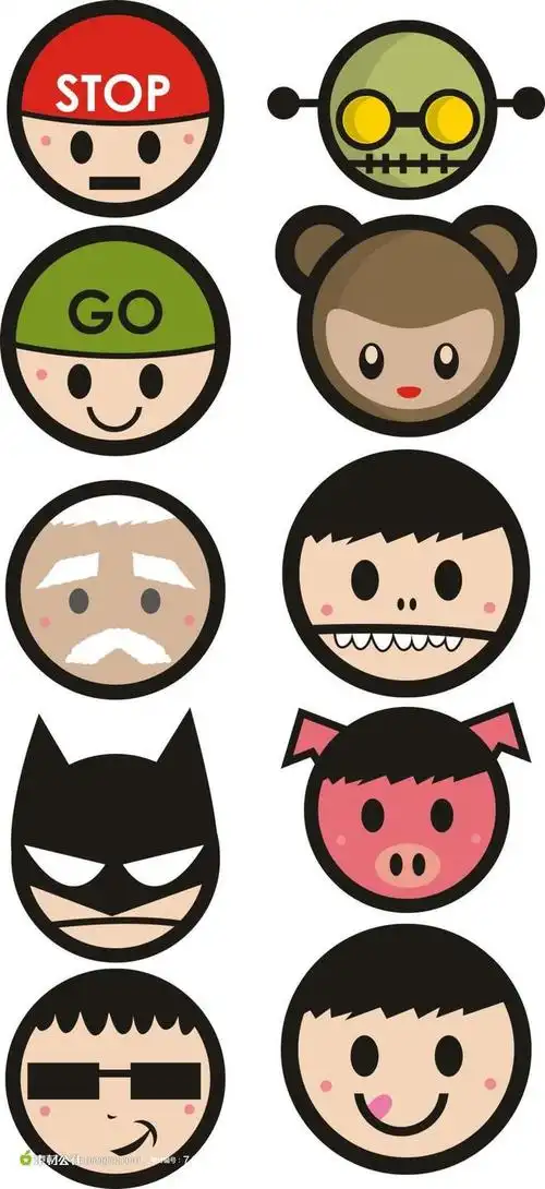 可爱表情符号图标矢量素材