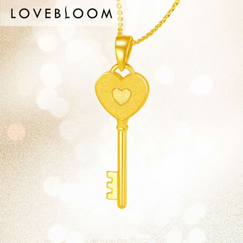 金钥匙吊坠黄金项链女钥匙3d硬金足金999纯金坠子金锁匙金锁成人