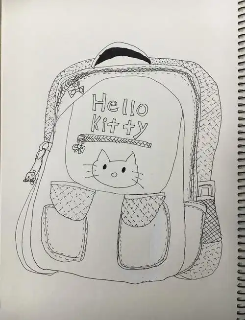 星海小学四年级手绘线描兴趣小组活动:书包写生