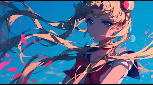 壁纸ai美女动漫少女大眼睛好看的女生月野兔樱花树水手服漂亮女生美