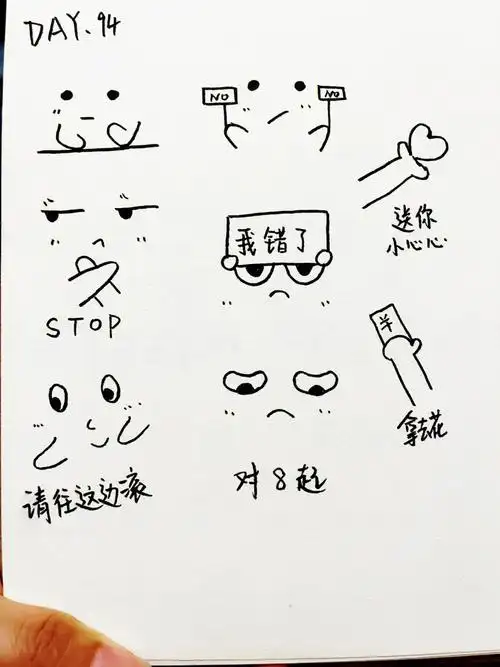 94100简笔画手账素材可爱表情包