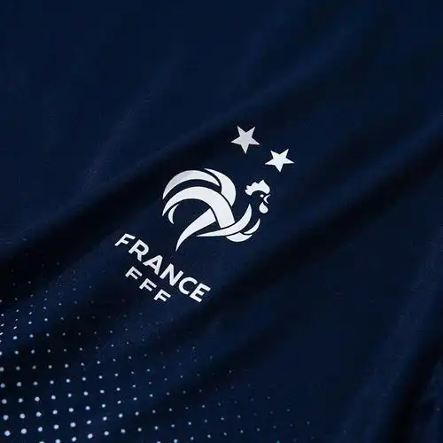 法国fff国家足球队进口世界杯队队队徽蓝白渐变运动t恤