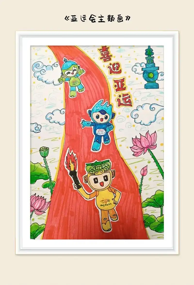 简笔画吧.亚运会主题画,主题海报 #杭州亚运会#亚运会主题 - 抖音