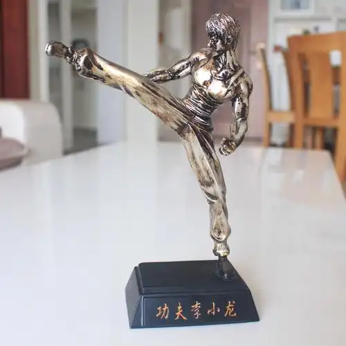 自我雕琢雕塑摆件 健美比赛刻字奖杯 健身房装饰工艺品肌肉男 金色