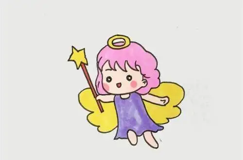 可爱有色小天使简笔画怎么画 带翅膀女孩小天使简笔画教程图解