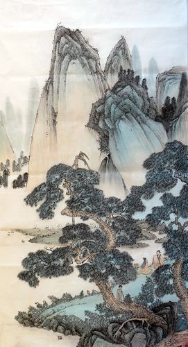 【8墨锦轩】竖幅装饰国画纯手绘六尺山水画仿古宣纸挂画ah1060605