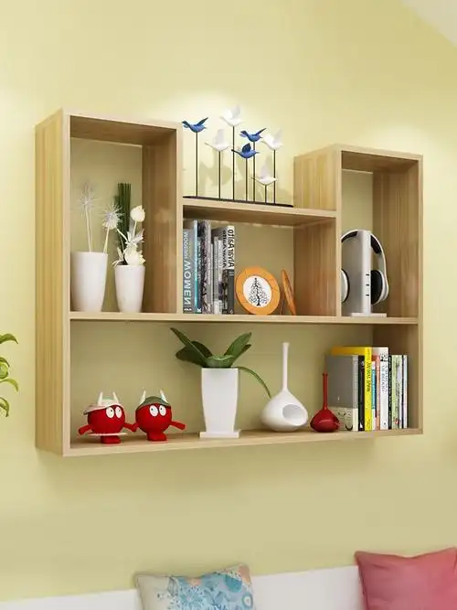 墙体书架简约床头上书柜家用层架省空间创意免打孔卧室墙壁置物架