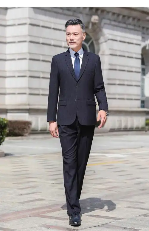 中年套装爸爸商务休闲宽松中老年士正装结婚礼服西装男套装xf118西服