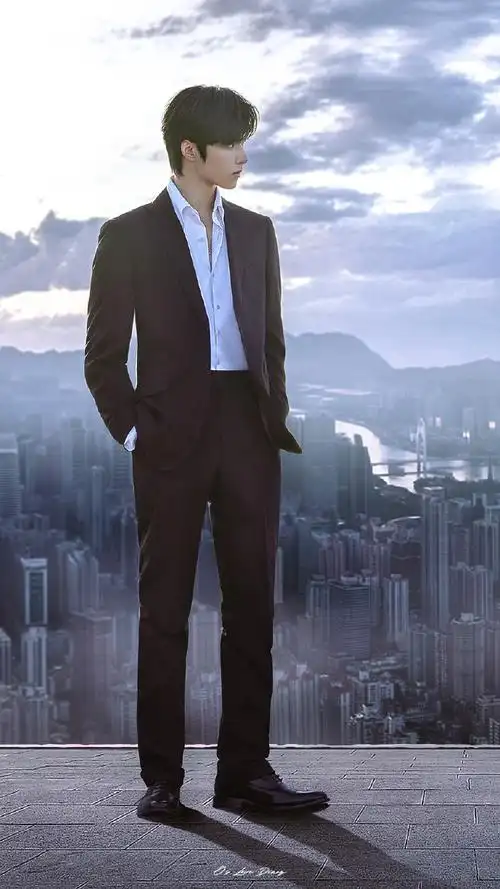 刘耀文黑西装白衬衫