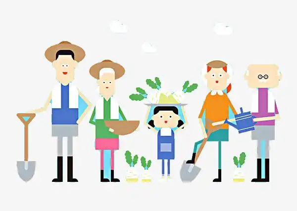 一家人种蔬菜