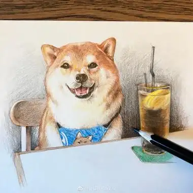 彩铅柴犬不知不觉已经画完两个本子