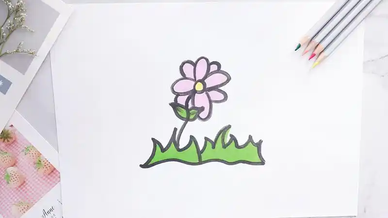 一排小草怎么画简笔画