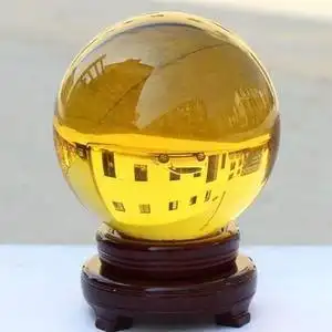 黄色水晶球镇宅图片