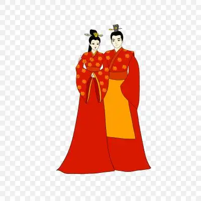 手绘矢量免抠卡通古代婚礼