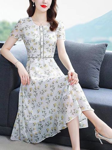 雪纺碎花连衣裙30-40岁女人时尚穿搭中年女装夏装显瘦气质裙子夏
