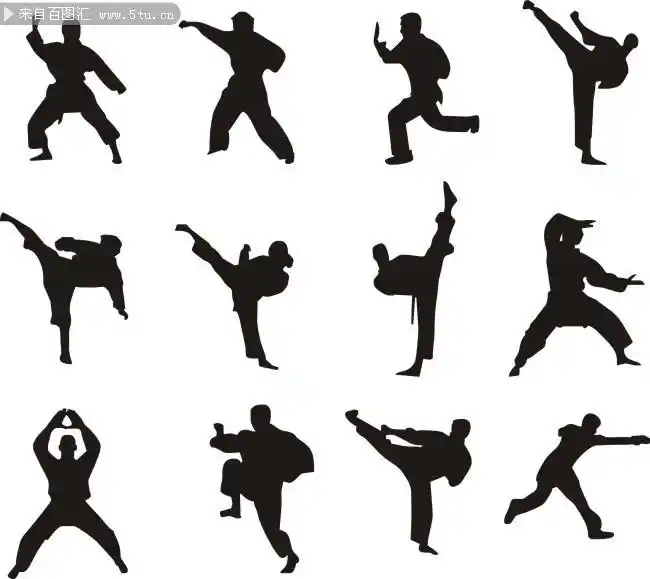 武术人物剪影素材-矢量素材-百图汇设计素材