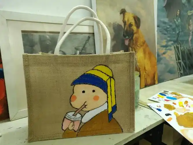 手绘muji购物袋黄麻包子