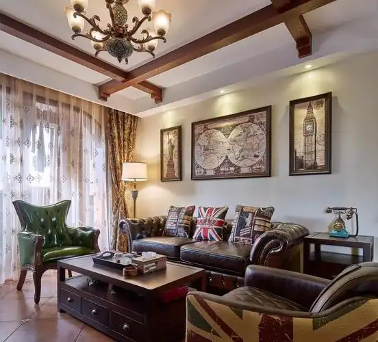 带一点英伦风的美式风格,才看到客厅就美呆了