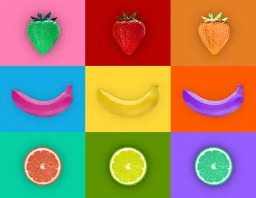 彩色水果香蕉柠檬草莓配色