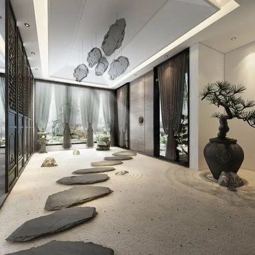 自建别墅 禅意中式装修效果图