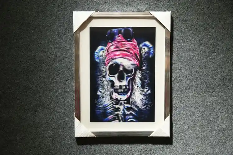 厂家直销 3维立体画水果油画 骷髅头装饰画高清人体艺术
