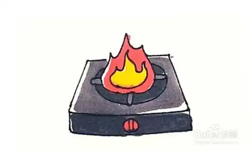 画燃气灶的儿童卡通简笔画