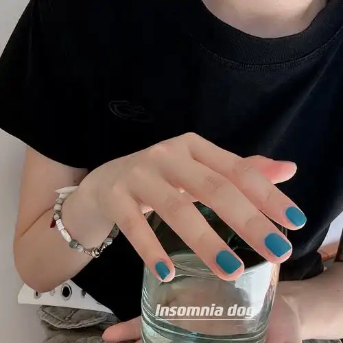 松木湖蓝指甲油水性免烤持久快干显白孔雀蓝气质磨砂小众纯色美甲