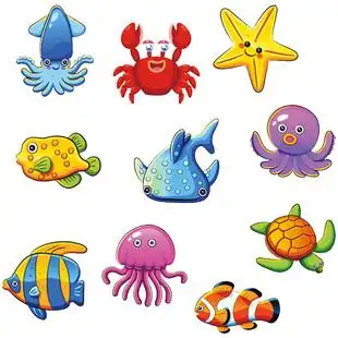 天猫旗舰店pvc儿童卡通海洋鱼虾动物浴缸翻新贴纸防水自粘背景装饰