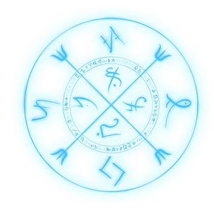 蓝色圆形发光符文psd透明底符文多维数据集图标诗歌多维数据集在白色