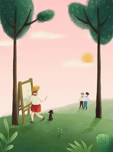 儿童节郊游郊外游玩绘画为小伙伴画画背景