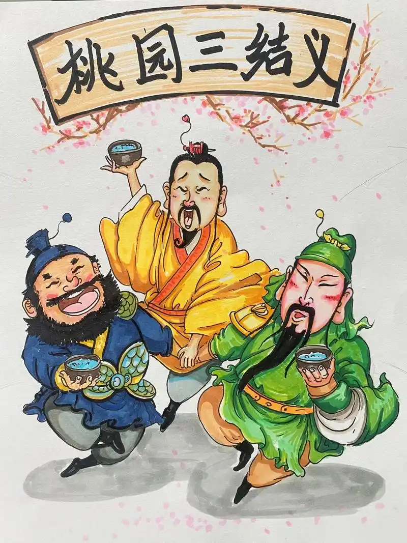 原创手绘#四大名著手抄报 #三国演义 #思维导图 桃园三结 - 抖音