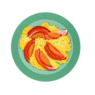 手绘美食插画番茄炒蛋食物家常菜谱