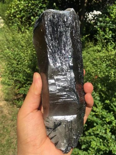 天然茶水晶黑碧玺共生骨干原石摆件 一物一图水晶宝石