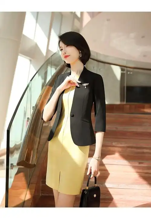 高档气质白领职业装女装套裙女神范夏季时尚连衣裙两件套工作服短袖