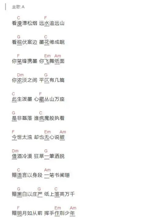 简单版狂草吉他谱c男生版c调六线简谱暗杠吉他谱和弦弹唱简谱