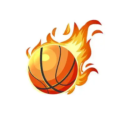 红色卡通篮球火png素材