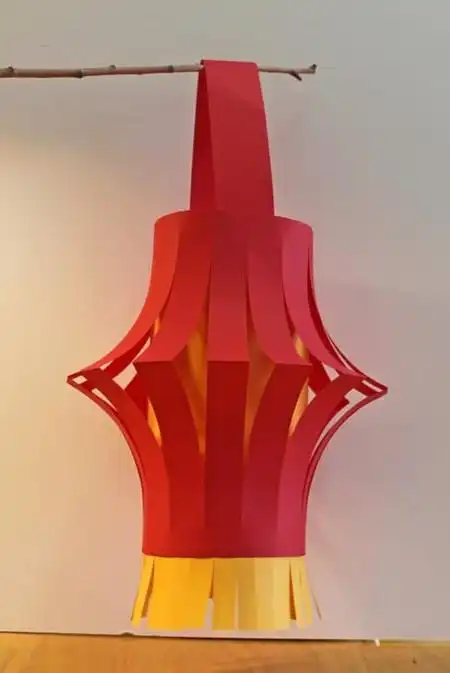 立体双层彩纸灯笼挂饰制作方法