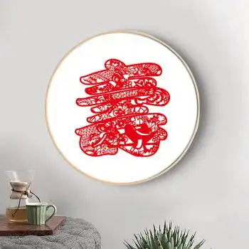 梅兰竹菊客厅玄关壁画过道卧室新中式水墨国画挂画圆形装饰画 寿字dy