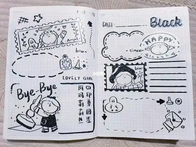 今天做一个莉莉丝的黑白手帐吧,最近我的手账本爆满,想换个手帐本