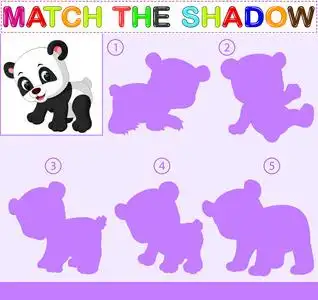 找到熊猫的正确影子插画