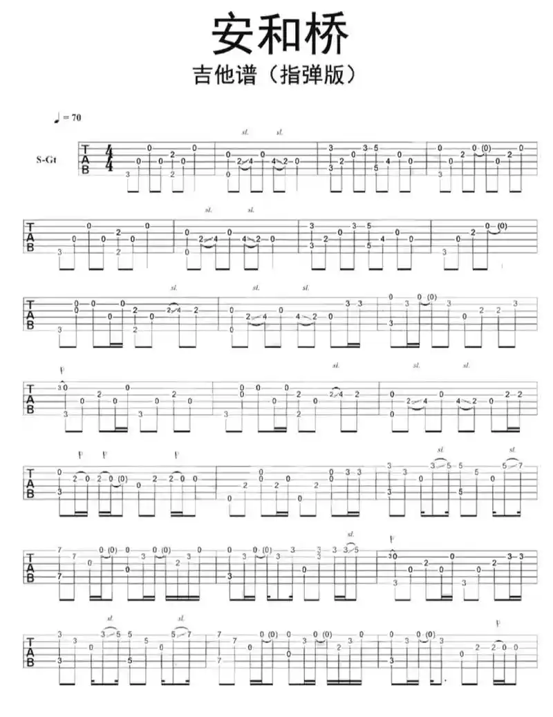 吉他谱分享|《安河桥》指弹吉他谱.#零基础学吉他 #吉他谱  - 抖音