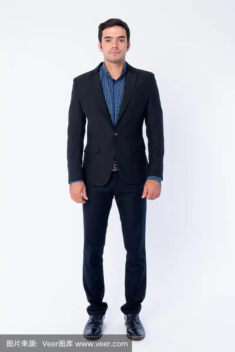 全身照片年轻英俊的波斯商人在西装