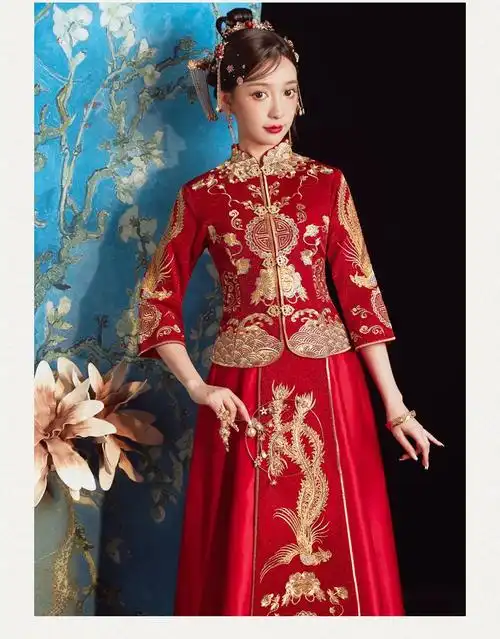 禾秀服中式婚礼新娘服装秀禾服女结婚敬酒礼服嫁衣小个子婚纱冬季 凤