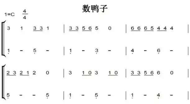 数鸭子 幼儿 儿童 简易版 有试听 钢琴谱 钢琴双手简谱