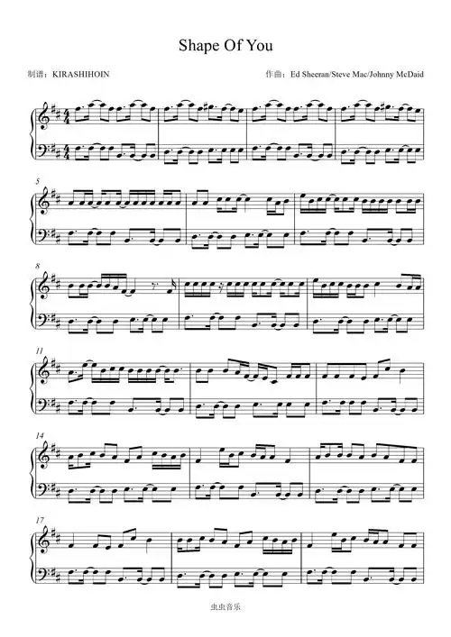 shape of you钢琴谱-fanfare-虫虫钢琴